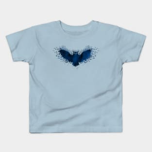 Fairy Tale Blue Owl with Trees and Birds Kids T-Shirt